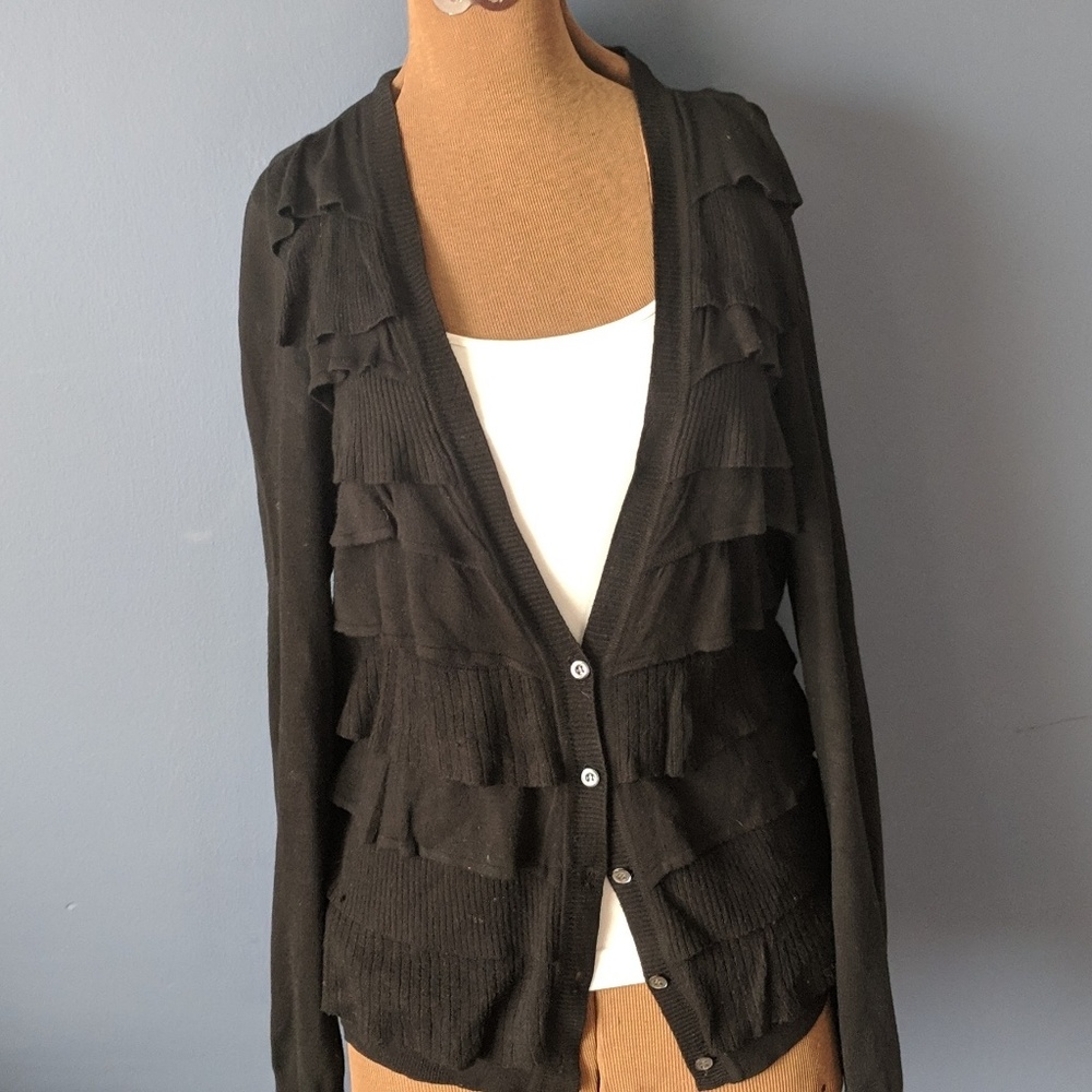Ann Taylor ruffle detail cardigan